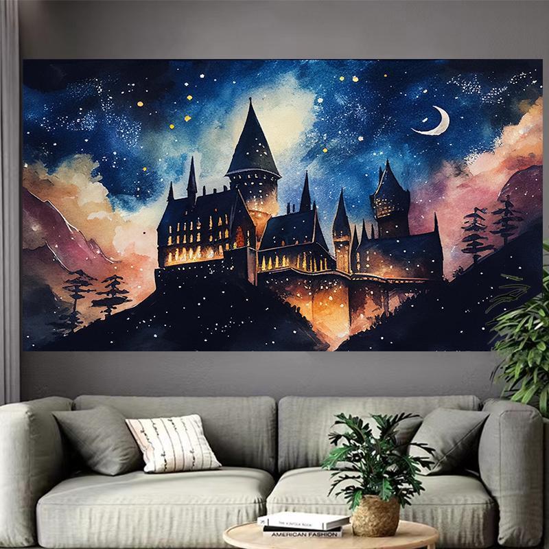 Interior Design Poster - Castle Lake Wall Tapestry Fantasy Landscape