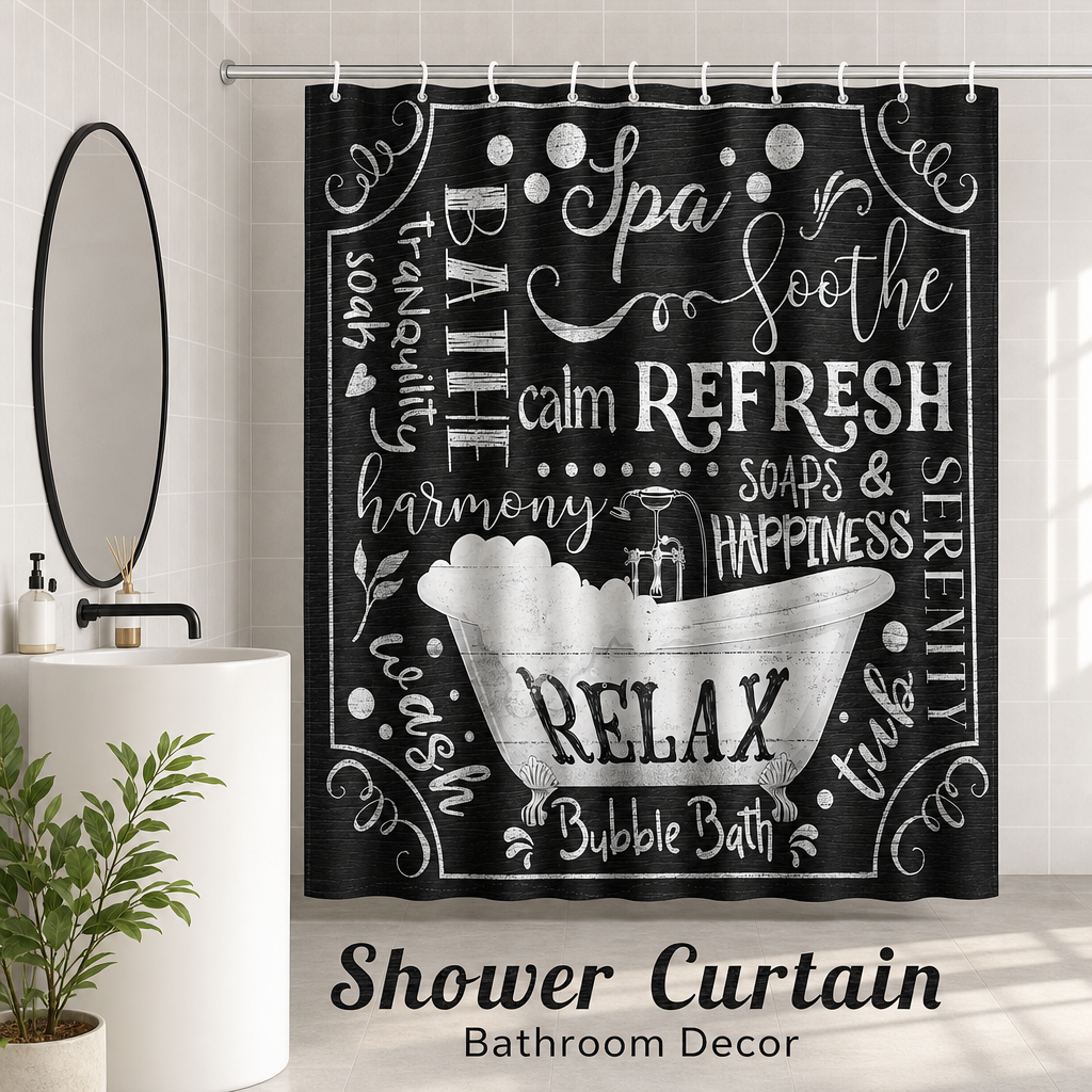 Chalkboard Style Shower Curtai - Interior Design Quotes recensione e prezzo