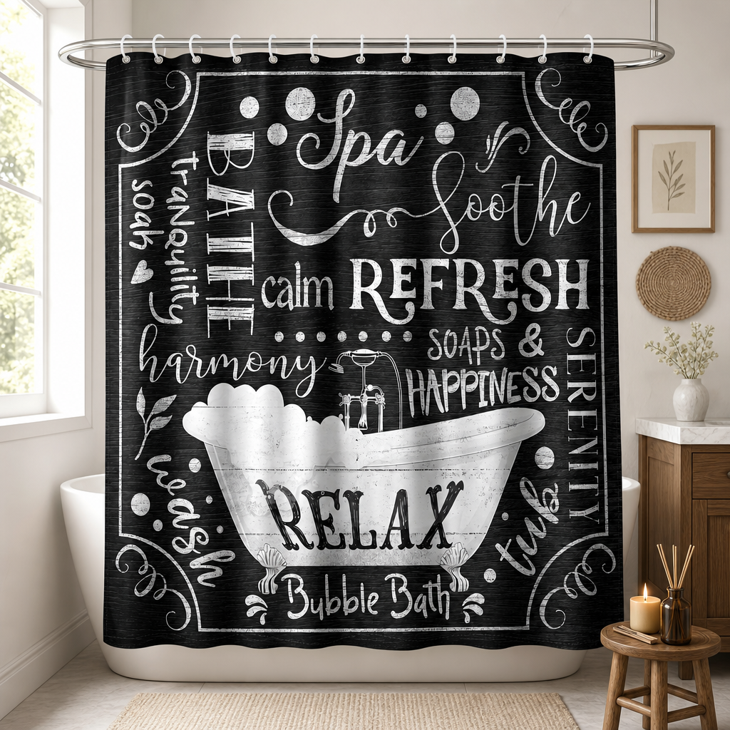 Chalkboard Style Shower Curtai - Interior Design Quotes recensione e prezzo