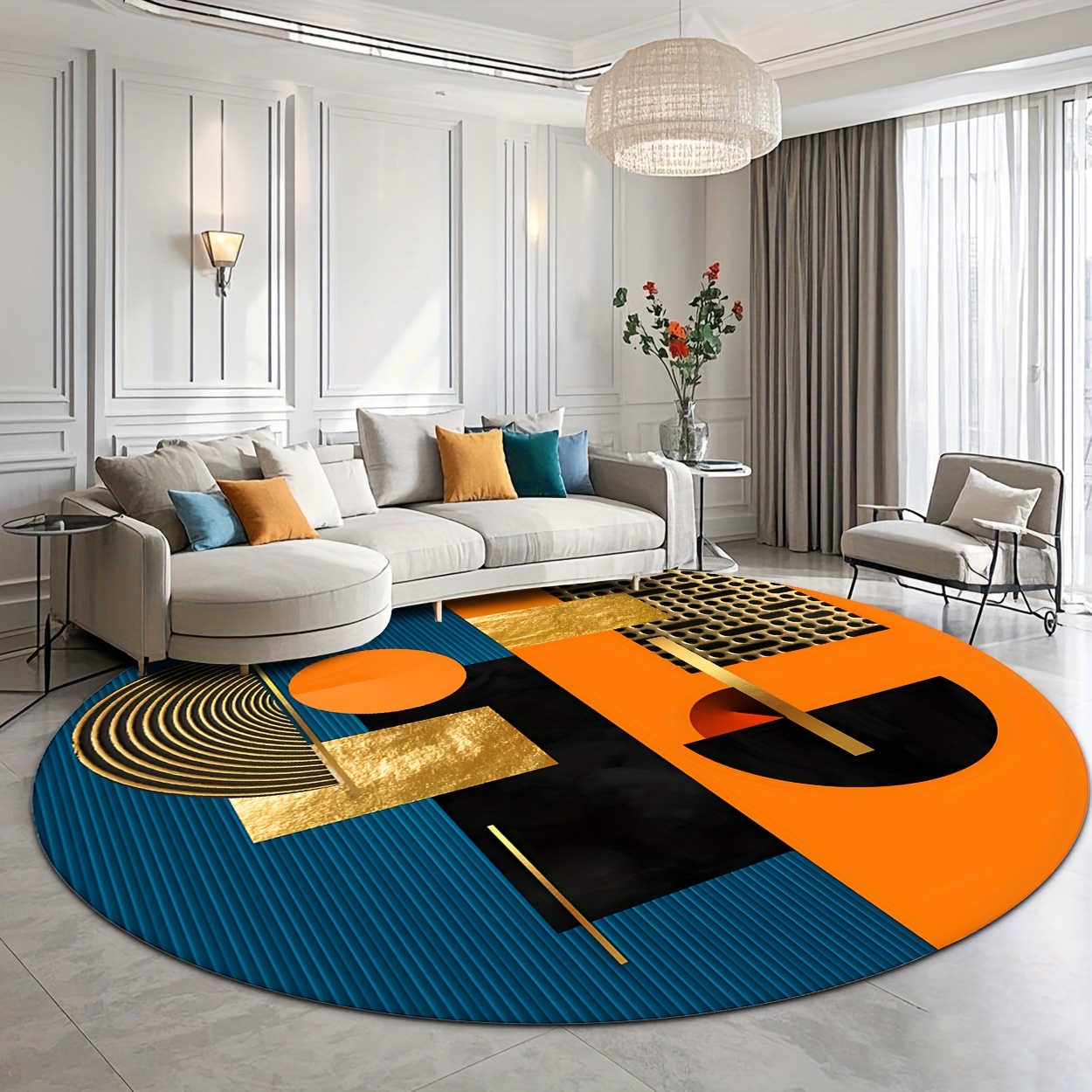 Orange Blue Gold Abstract Geom - Interior Design Gold recensione e prezzo