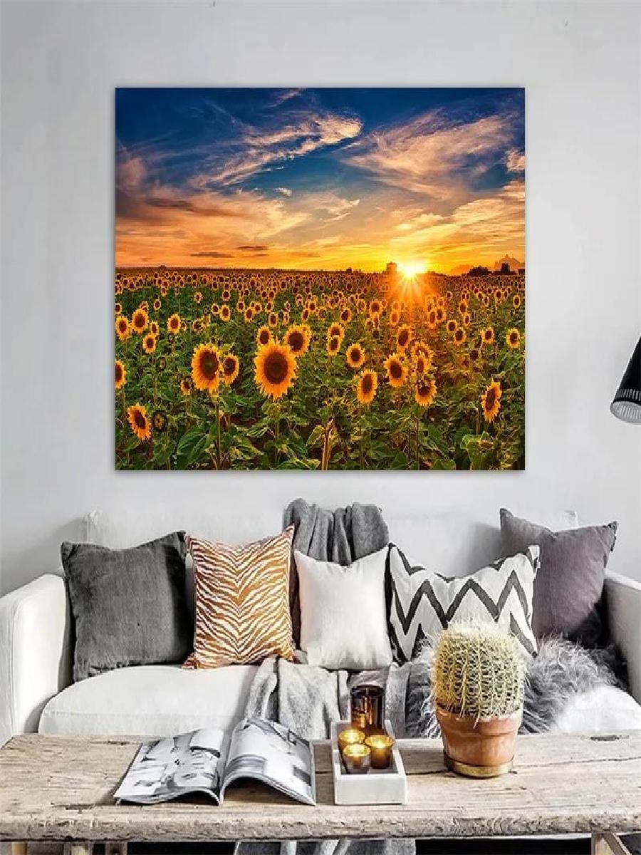 Sunflower Landscape Canvas Art - Interior Design Poster recensione e prezzo