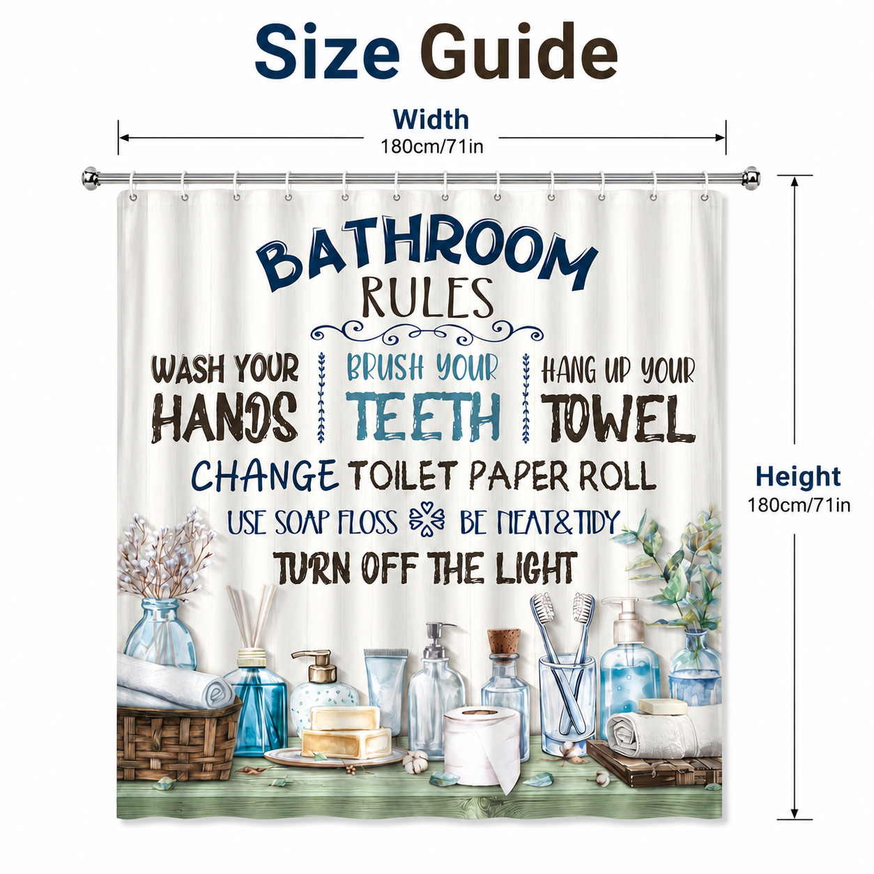 Bathroom Rules Shower Curtain  - Interior Design Quotes recensione e prezzo