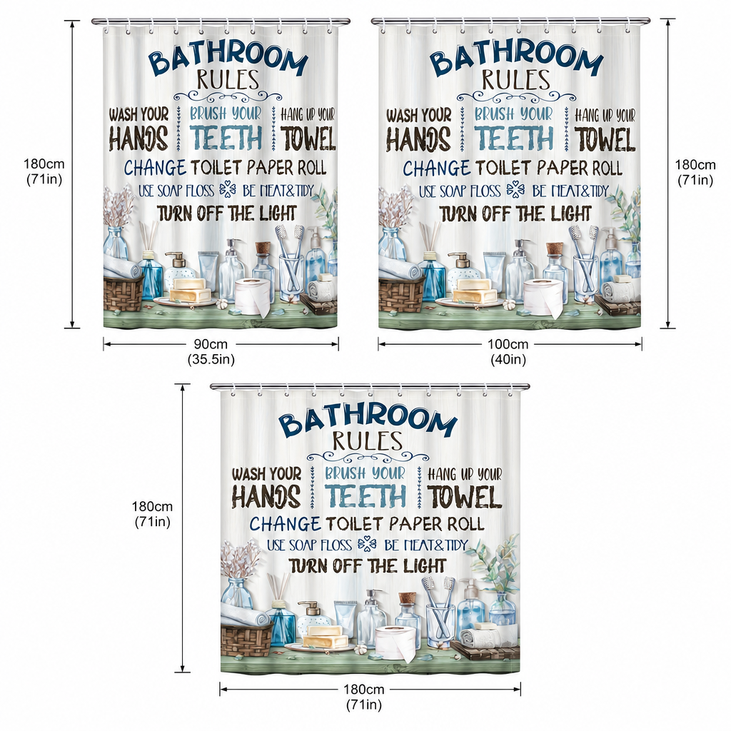Bathroom Rules Shower Curtain  - Interior Design Quotes recensione e prezzo