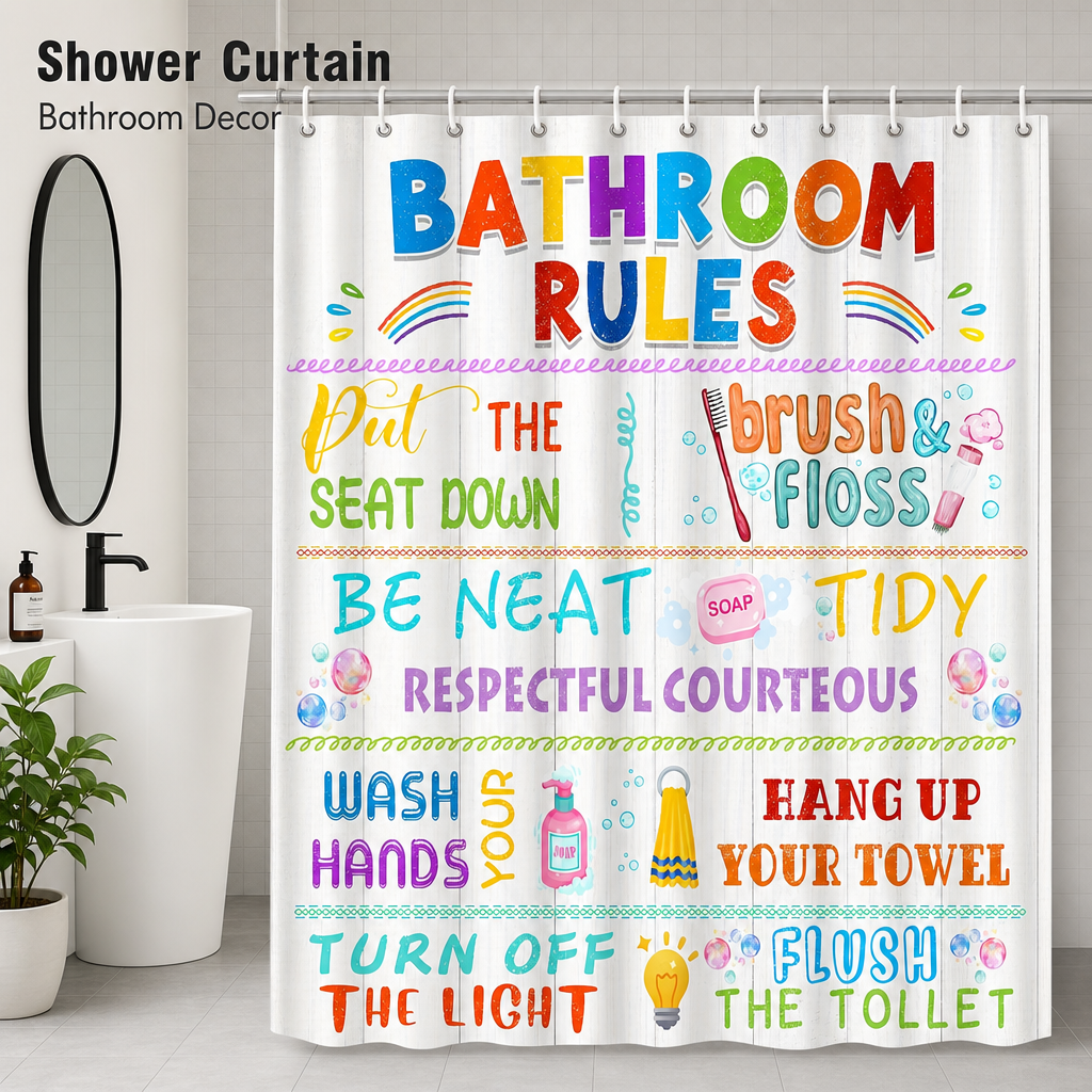 Bathroom Rules Shower Curtain  - Interior Design Quotes recensione e prezzo