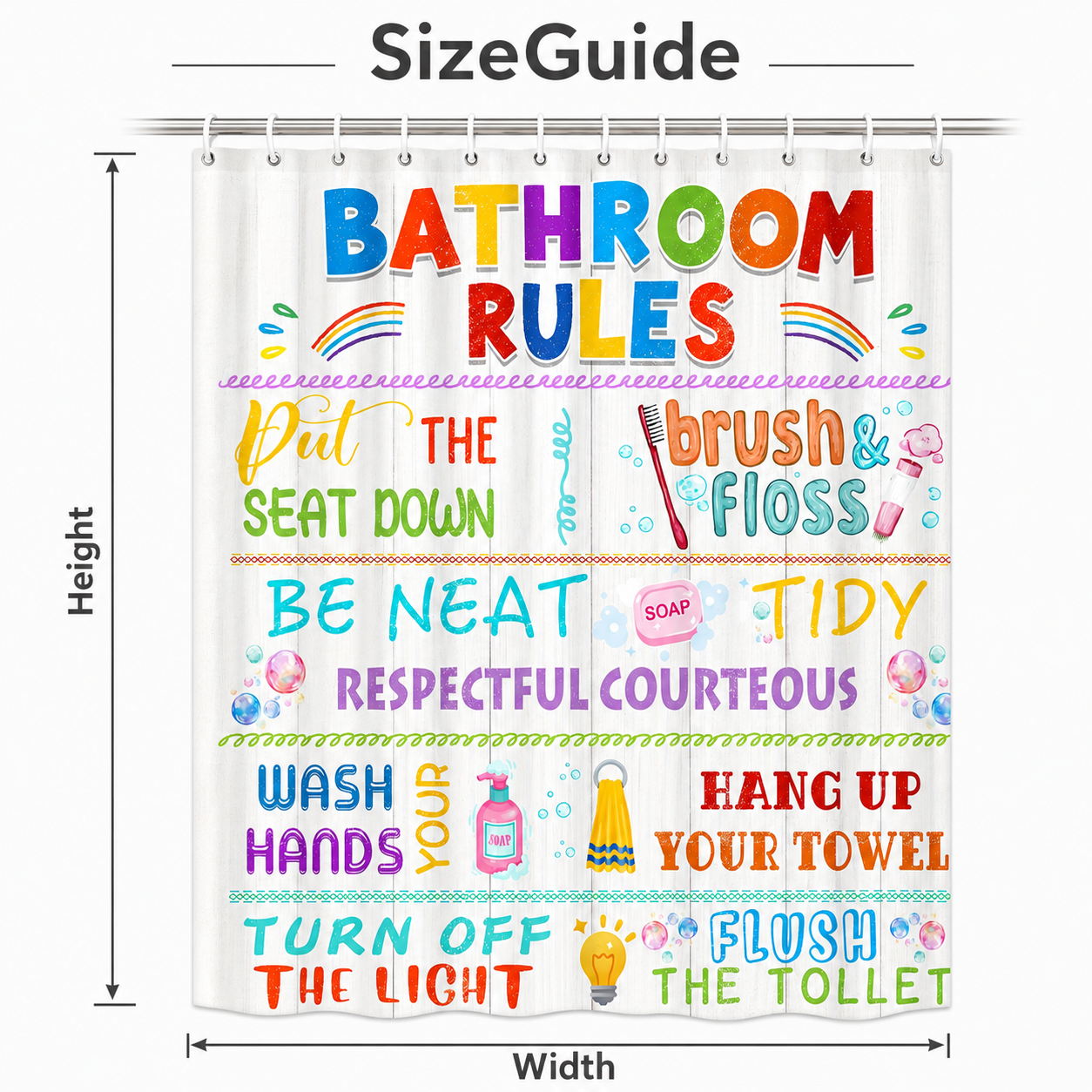 Bathroom Rules Shower Curtain  - Interior Design Quotes recensione e prezzo