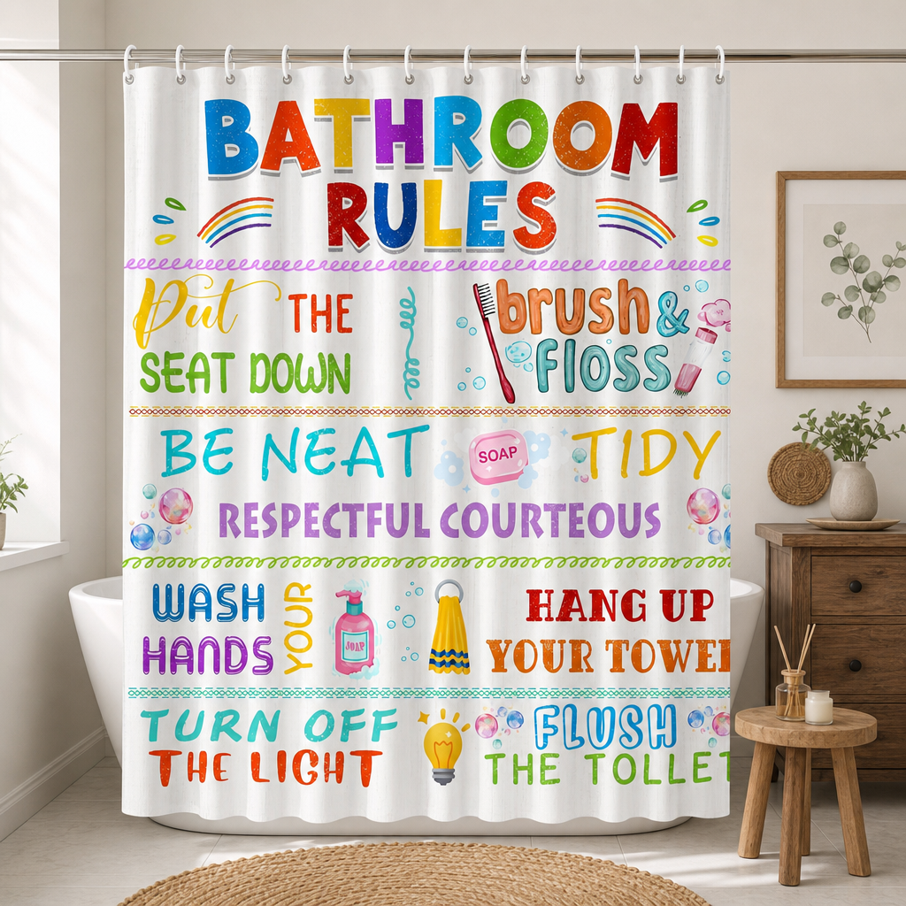 Bathroom Rules Shower Curtain  - Interior Design Quotes recensione e prezzo